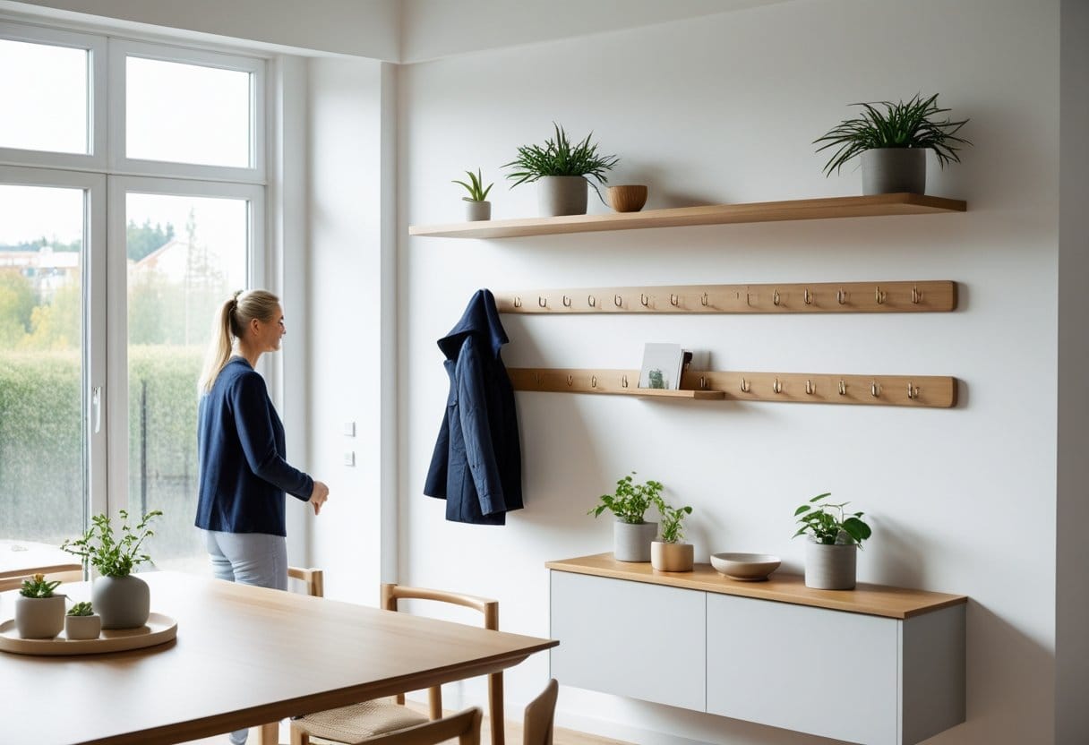 Saadan skaber du et stilfuldt og funktionelt spiseomraade med knageraekke med hylde loesninger